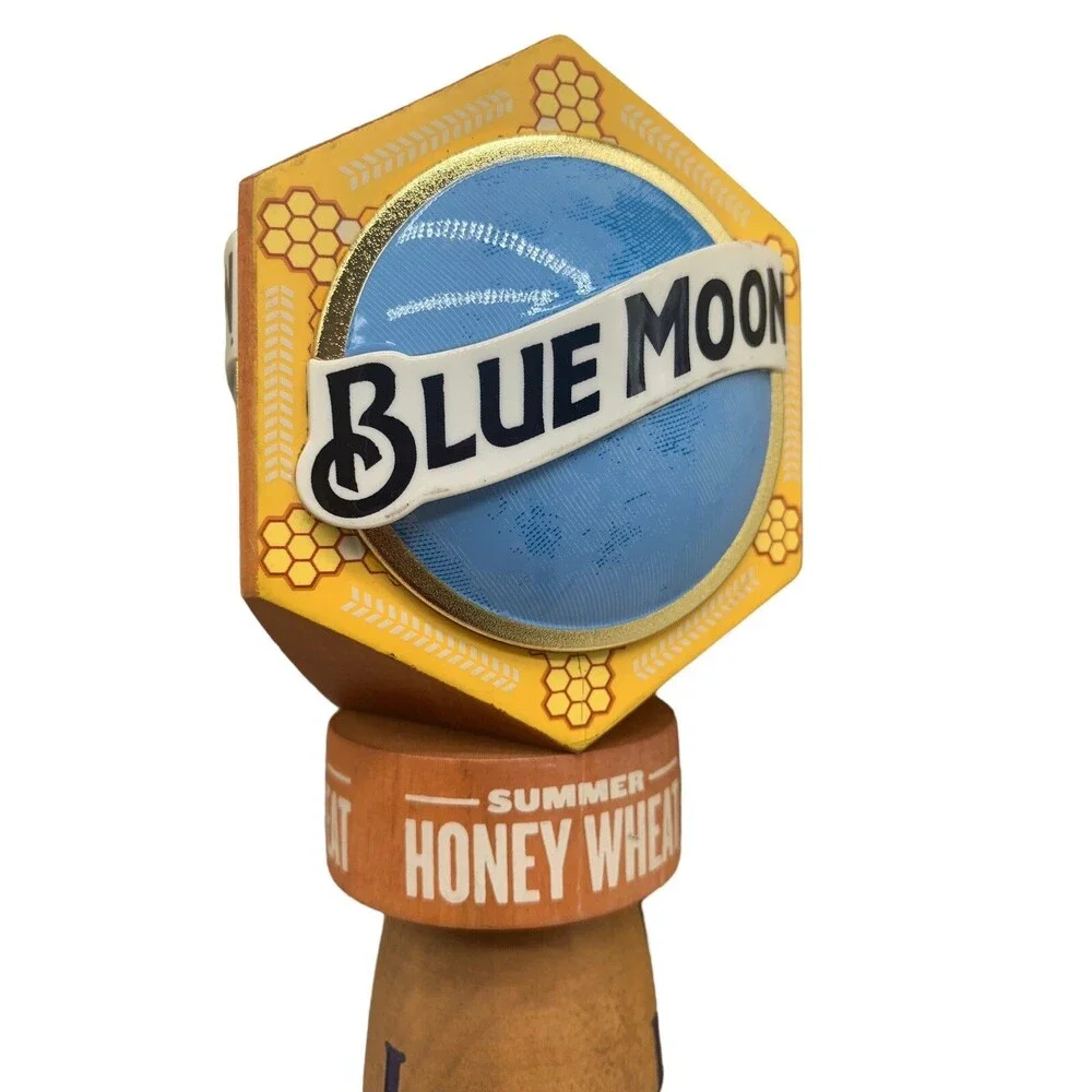 Blue Moon Summer Honey Wheat Limited Wooden Tap Handle Man Cave Decor 11